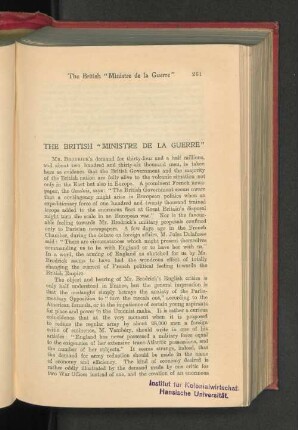 The British "Ministre de la Guerre".