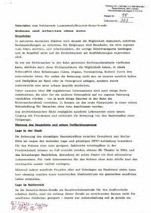 Stellungnahme: Wohnen und Arbeiten ohne Auto, Wettbewerb Luisenstadt/Heinrich-Heine-Straße