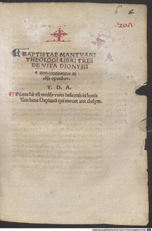 Baptistae Mantuani Theologi Libri Tres De Vita Dionysii : non continentur in aliis operibus