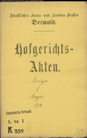 Krüger, Arnd Henrich zu Heidenbentrup gegen Johann Bernd Meier zu Heidenbentrup - Schuldforderung