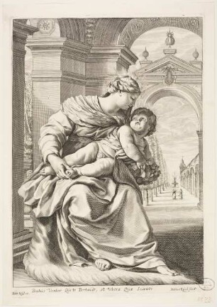 Maria mit dem Christuskind unter einem Portikus