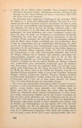488-490 [Rezension] Liguori, Alfonso Maria de', Introduzione generale