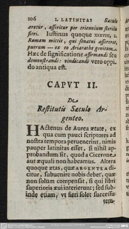 Caput II. De Restitutis Saeculo Argenteo
