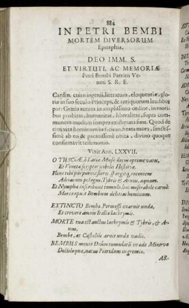 In Petri Bembi Mortem Diversorum Epitaphia.