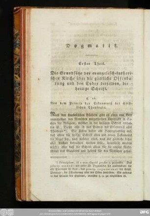 Erster Theil. Die Grundsätze der evangelisch-lutherischen Kirche über die göttliche Offenbarung und den Codex derselben, die heilige Schrift.