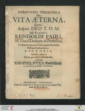 Dissertatio Theologica De Vita Aeterna : Complectens Tredecim Articulos Fidei Judaicae ... Christiana propositum & discussum