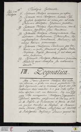 VIII. Dogmatica