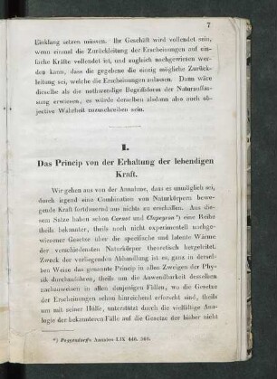 I. Das Princip von der Erhaltung der lebendigen Kraft
