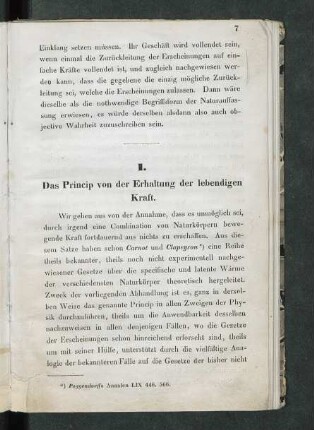 I. Das Princip von der Erhaltung der lebendigen Kraft