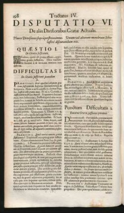 Disputatio VI. De aliis Divisionibus Gratiae Actualis.
