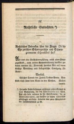 IV. Rechtliche Gutachten.