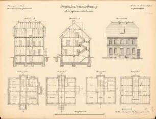Fischereihafen, Geestemünde: Hafenmeisterhaus: Ansicht, Grundrisse, Schnitte 1:100