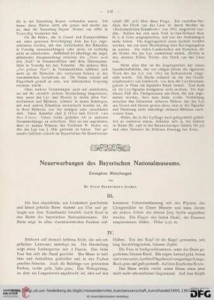 Neuerwerbungen des Bayerischen Nationalmuseums