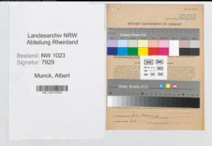 Entnazifizierung Albert Munck , geb. 06.12.1889 (Kaufmann)