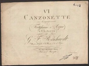 VI canzonette con accompagnamento de fortepiano o arpa o chitarra