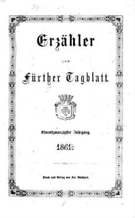 Fürther Tagblatt. Erzähler. 1861 = Jg. 21