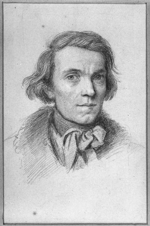 Selbstbildnis : Richter, Adrian Ludwig (1803-1884). Selbstbildnis, Bleistift, um 1825. Dresden: Stadtmuseum, Kriegsverlust?