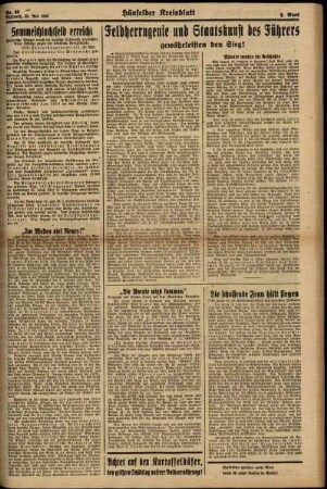 Zweite Ausgabe vom Mittwoch, den 22. Mai 1940.