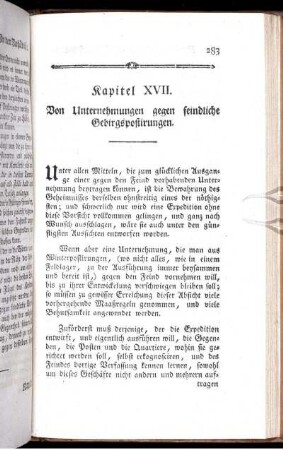 Kapitel XVII. Von Unternehmungen gegen feindliche Gebirgspostirungen.