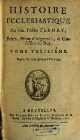 Histoire Ecclesiastique, 13. Depuis l'an 1053 jusques à l'an 1099