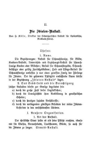 II. Die Idioten-Anstalt.