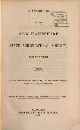 Transactions of the New Hampshire State Agricultural Society, 1855 (1856) = [Vol. 4]