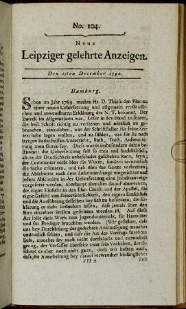 No. 104. Den 27ten December 1790.