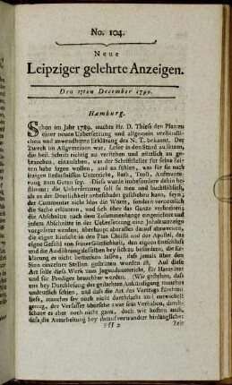 No. 104. Den 27ten December 1790.