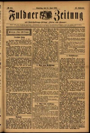 Erste Ausgabe vom Samstag, den 13. Juni 1896.
