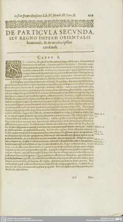 DE PARTICULA SECUNDA, SEU REGNO IMPERII ORIENTALIS humorali, & de morbo ipsius cardinali.