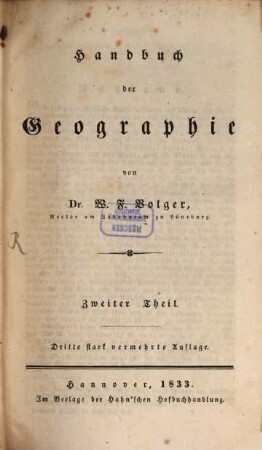 Handbuch der Geographie. 2