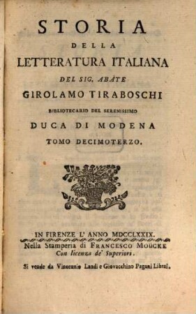 Storia Della Letteratura Italiana, 13