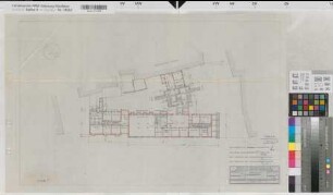 Münster (Münster) Behördenhaus Alter Steinweg Vorentwurf Grundriß Kellergeschoß 1956 1 : 200 44 x 71 Pause Staatsneubauleitung Münster Regierung Münster Nr. 34081