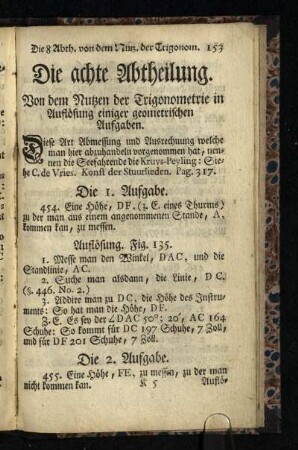 Die achte Abtheilung: Von dem Nutzen der Trigonometrie in Aufloesung einiger geometrischen Aufgaben.