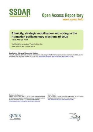 Ethnicity, strategic mobilization and voting in the Romanian parliamentary elections of 2008