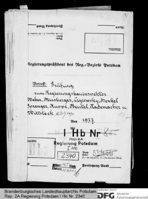 Regierungsbauinspektorprüfung am 22., 23. und 24. Nov. 1937