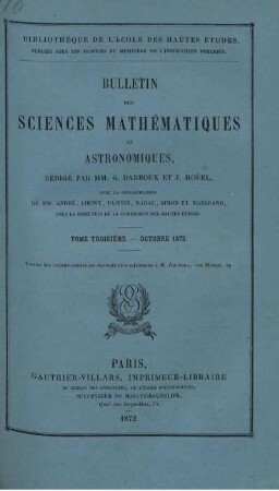 Tome Troisième - Octobre 1872.