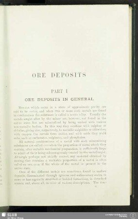 Part I. Ore Deposits In General