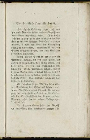 Von der Ansteckung überhaupt.