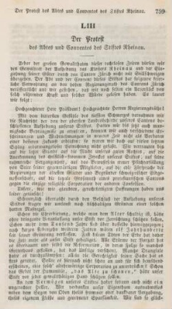 759-762 Der Protest des Abtes und Conventes des Stiftes Rheinau