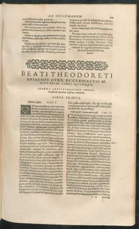Beati Theodoreti Episcopi Cyri, Ecclesiasticae Historiae Libri Quinque.