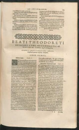 Beati Theodoreti Episcopi Cyri, Ecclesiasticae Historiae Libri Quinque.