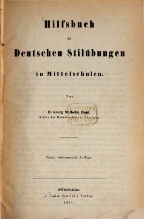 Hilfsbuch zu deutschen Stilübungen in Mittelschulen