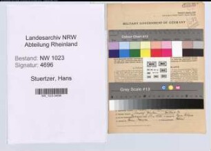 Entnazifizierung Hans Stuertzer , geb. 28.10.1898 (Landessekretaer)