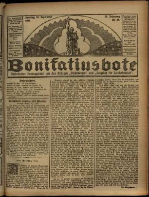 Erste Ausgabe vom Sonntag, den 25. September 1921.