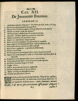 Cap. XII. De Iuramento Foeminae.