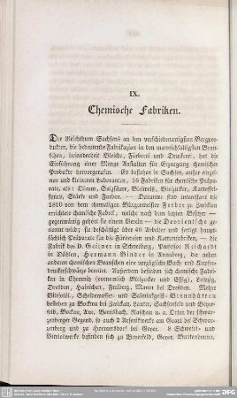 IX. Chemische Fabriken