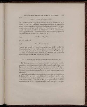 VII. Résolution des équations des modules singuliers.