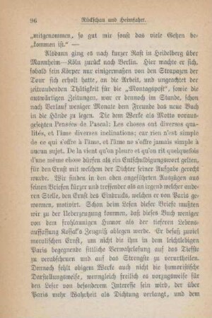 Rückschau und Heimfahrt