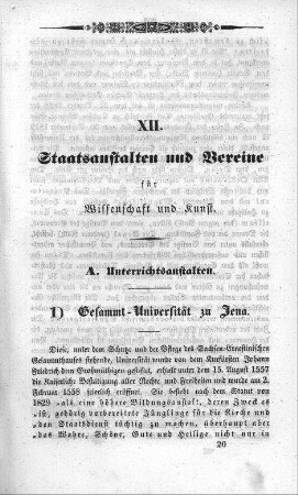 XII. Staatsanstalten und Vereine für Wissenschaft und Kunst